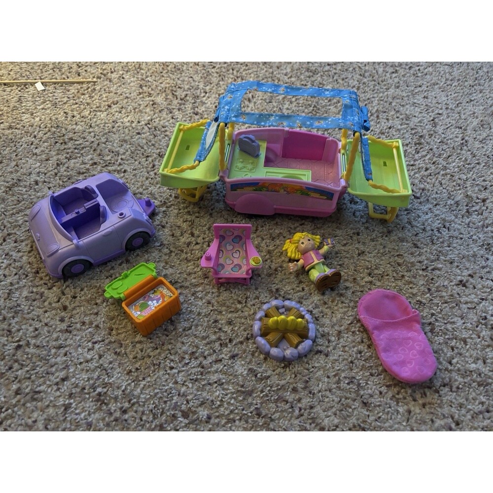 Fisher Price Little People Sarah Lynn And Pop Up Camper Car Vintage Sleeping Bag